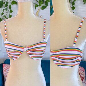 Urban Outfitters Out From Under Ivy Printed Retro Rainbow Stripe Bikini Top New
